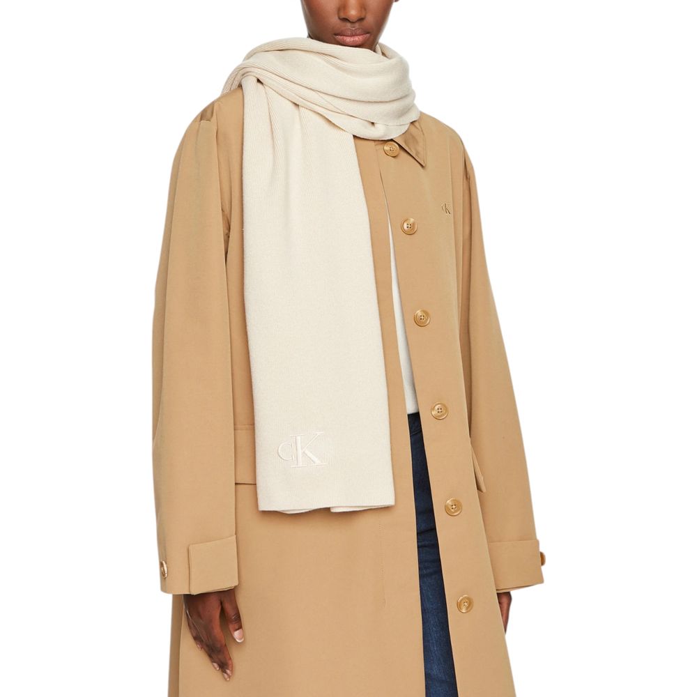 Calvin Klein huivi - Cream Recycled Polyester Scarf