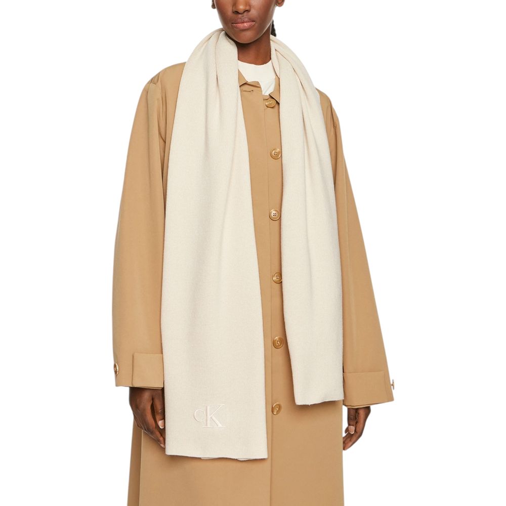 Calvin Klein huivi - Cream Recycled Polyester Scarf