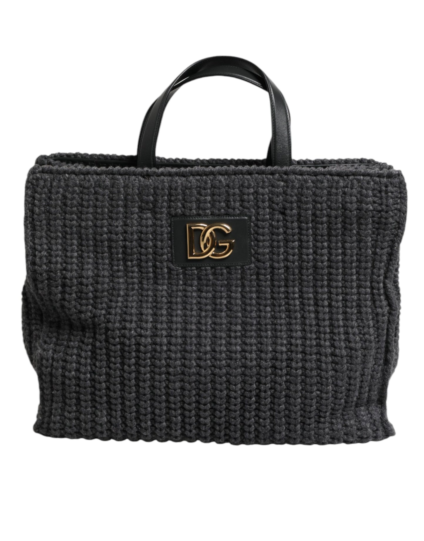 Dolce & Gabbana laukku - Black Large Knitted Crochet Shoulder Shopper DG Logo Bag