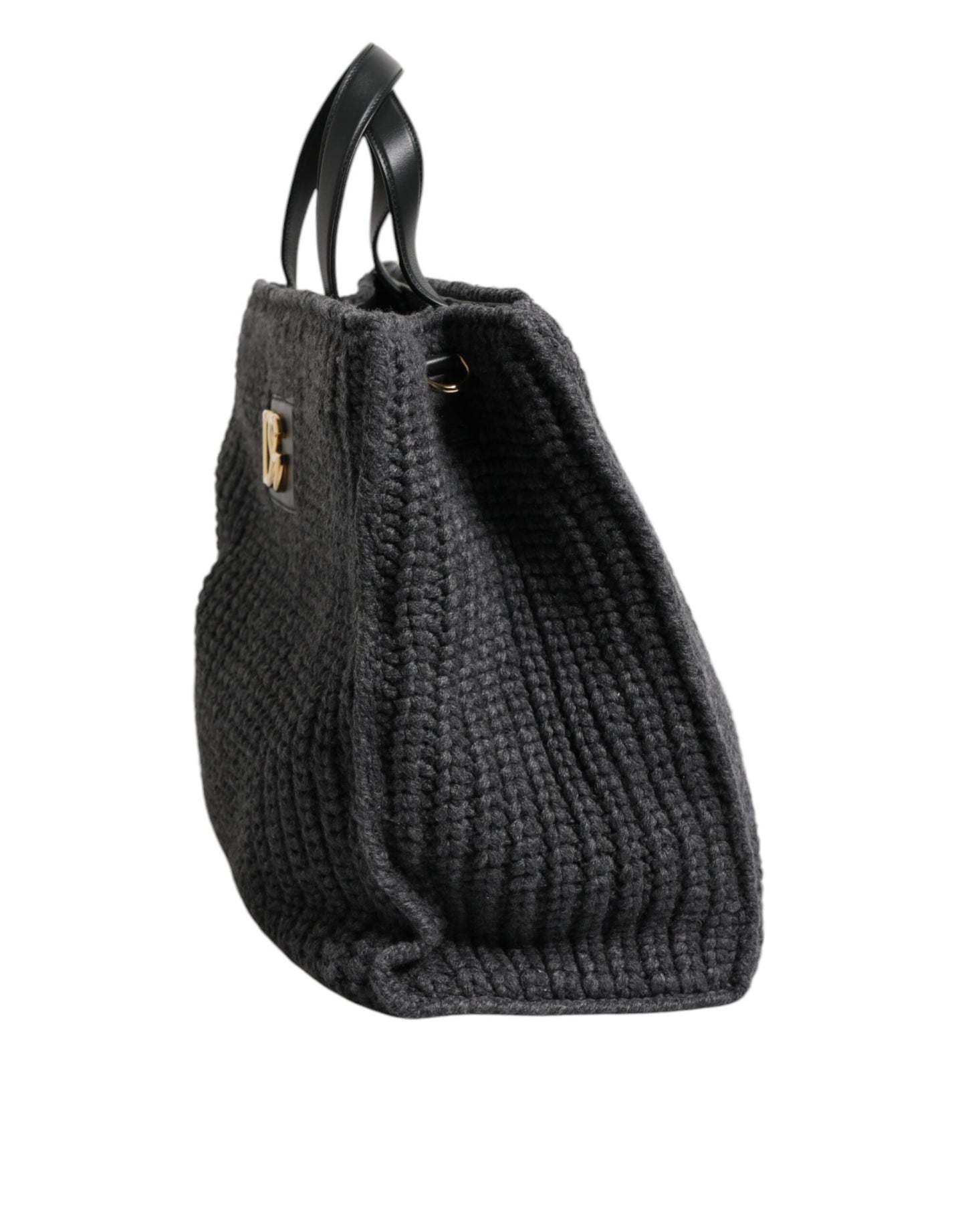 Dolce & Gabbana laukku - Black Large Knitted Crochet Shoulder Shopper DG Logo Bag