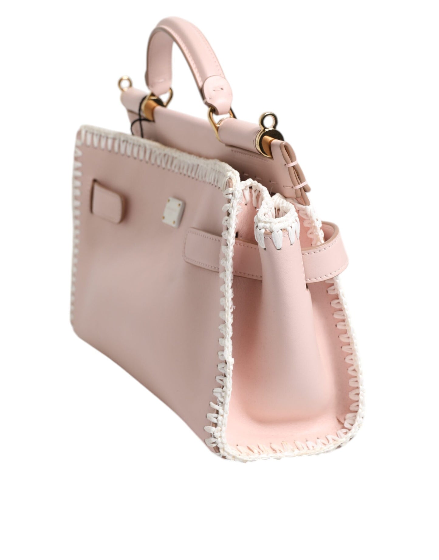 Dolce & Gabbana laukku - Light Pink Logo Plaque Soft Leather Strap Crossbody Bag
