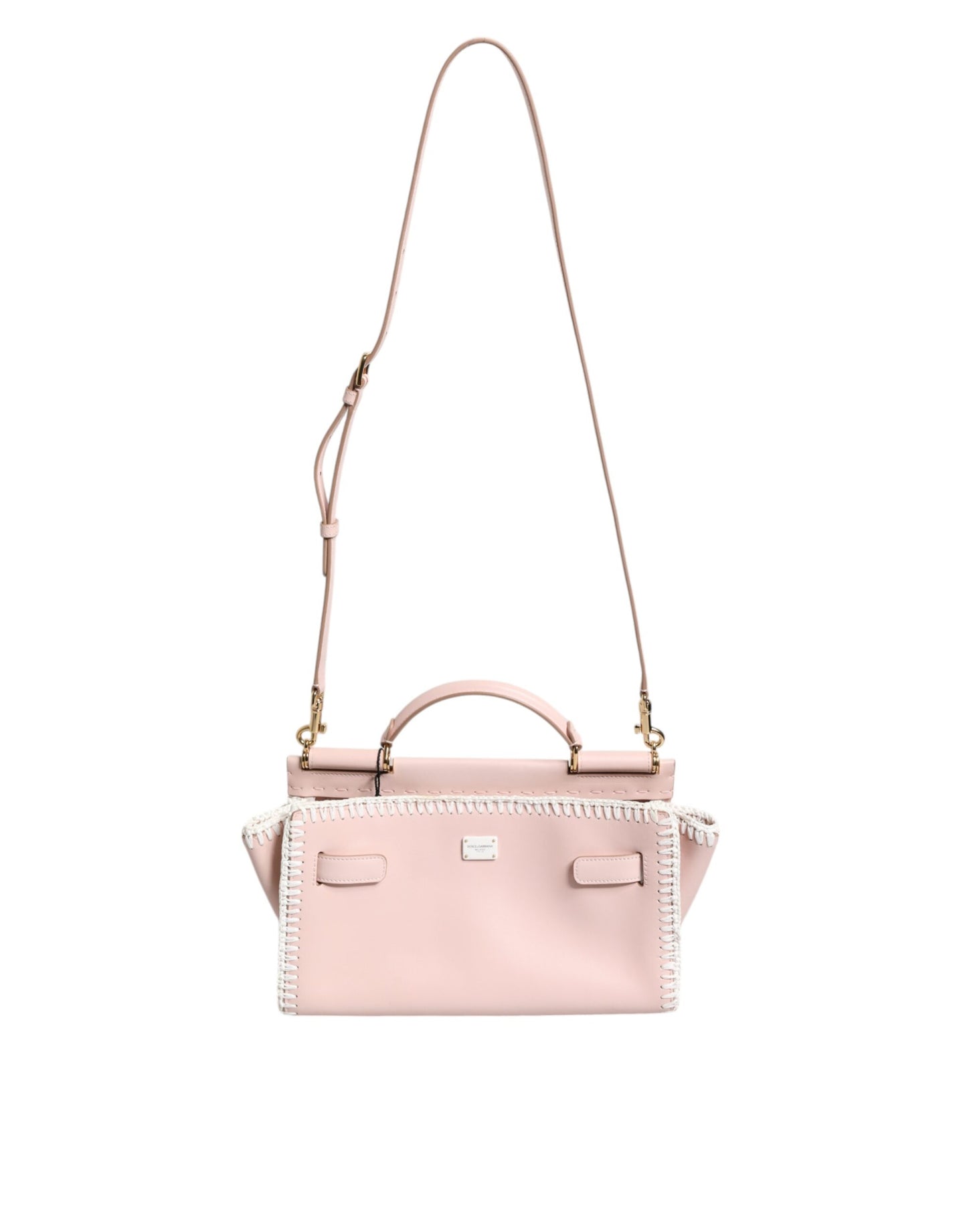 Dolce & Gabbana laukku - Light Pink Logo Plaque Soft Leather Strap Crossbody Bag