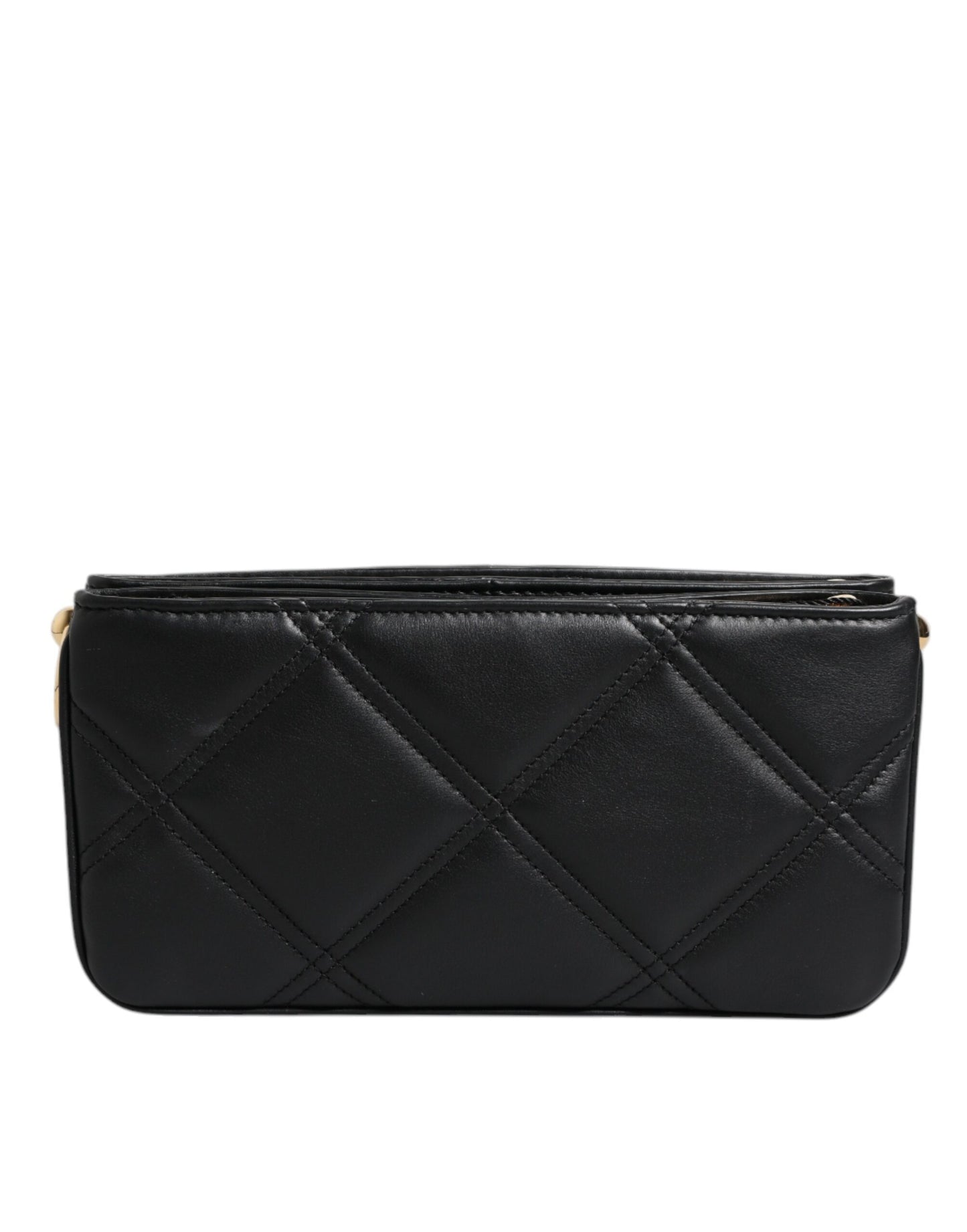 Dolce & Gabbana laukku - Black Leather Crystal Embellished Logo Shoulder Bag