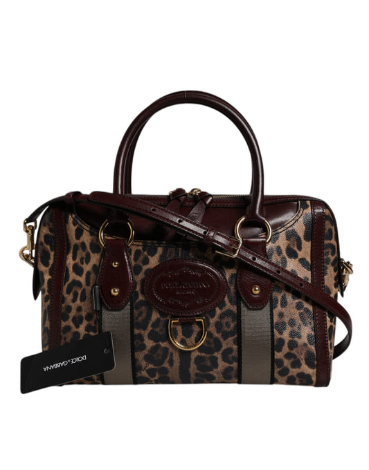 Dolce & Gabbana laukku - Brown Leopard Leather Shoulder Strap Duffle Bag