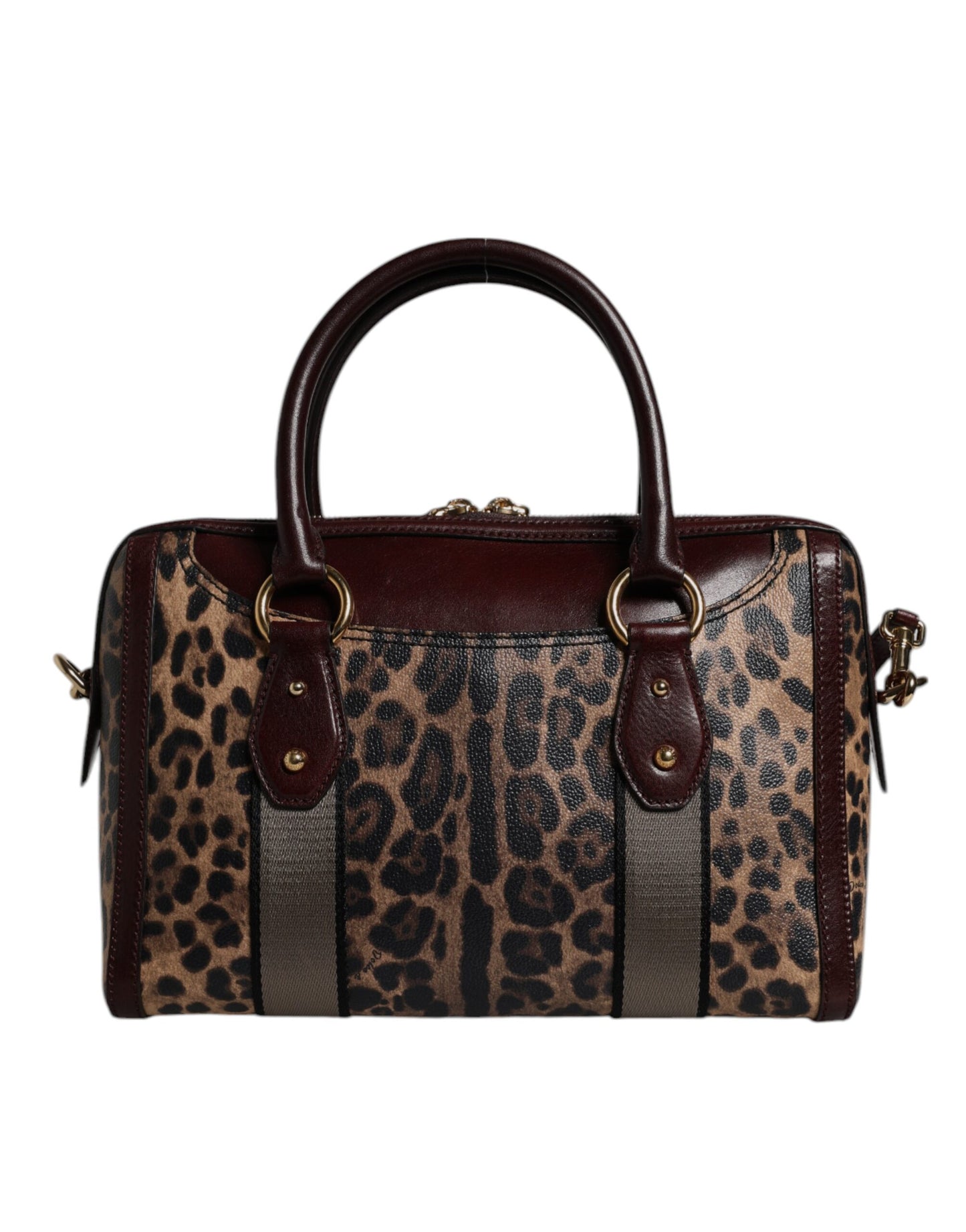 Dolce & Gabbana laukku - Brown Leopard Leather Shoulder Strap Duffle Bag