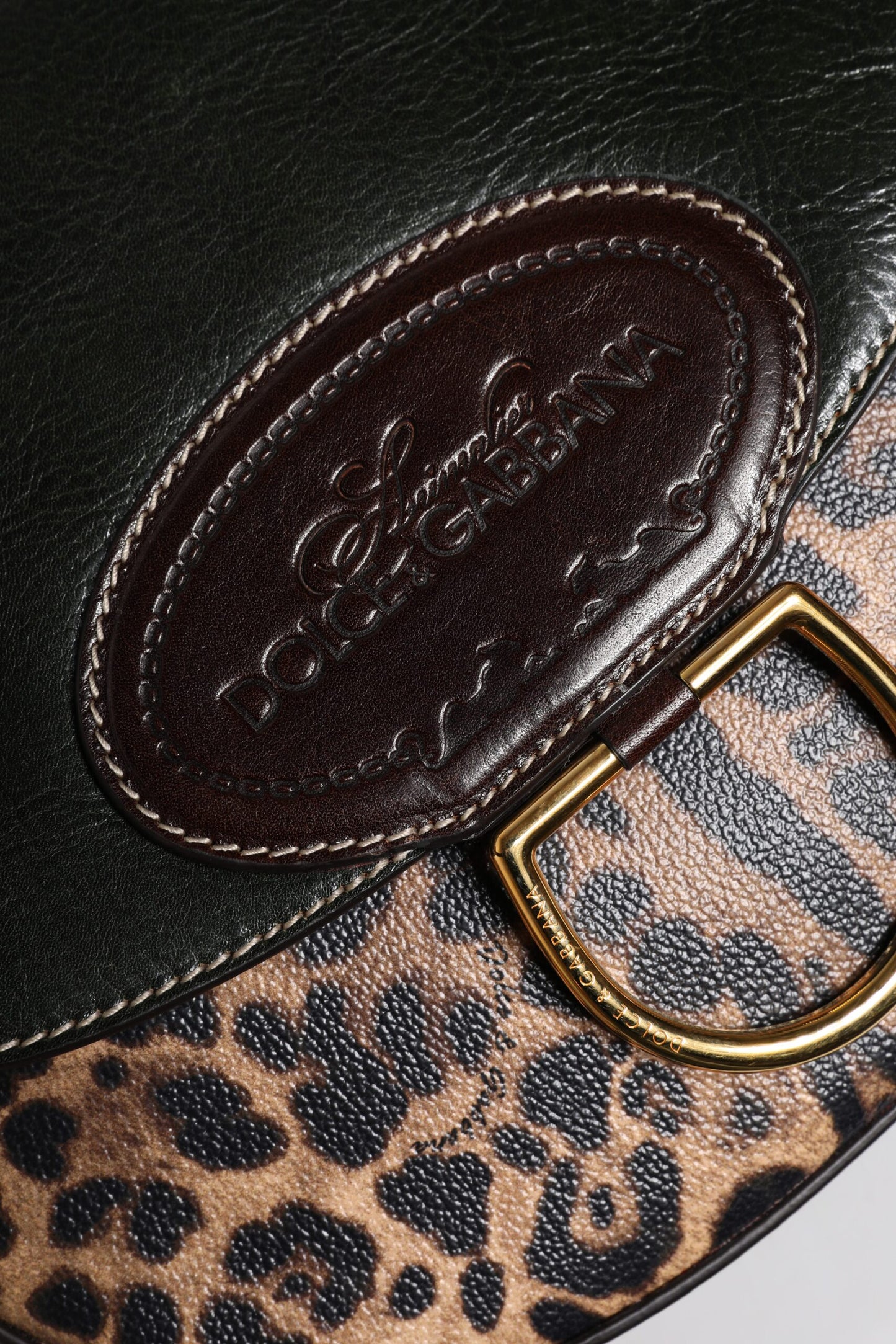 Dolce & Gabbana laukku - Black Brown Leopard Leather Shoulder Strap Bag
