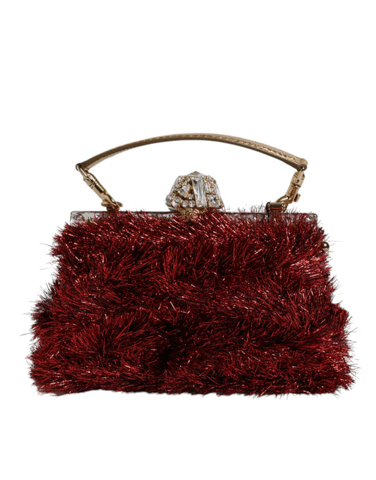 Dolce & Gabbana laukku - Red Gold Chain VANDA Tinsel Crystals Evening Clutch Bag