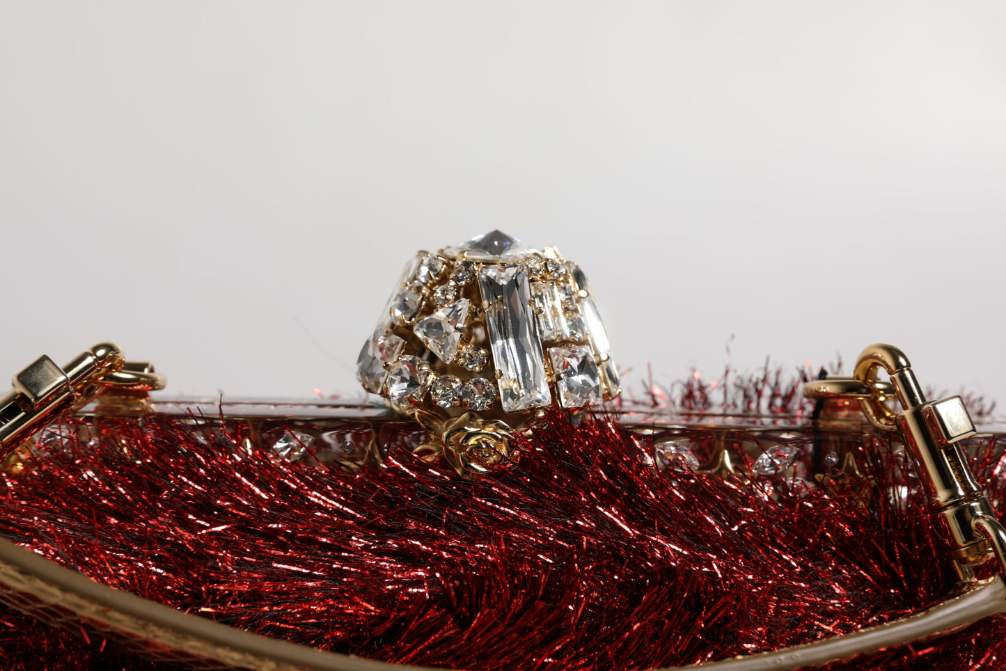 Dolce & Gabbana laukku - Red Gold Chain VANDA Tinsel Crystals Evening Clutch Bag