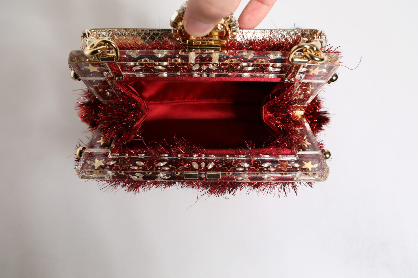 Dolce & Gabbana laukku - Red Gold Chain VANDA Tinsel Crystals Evening Clutch Bag