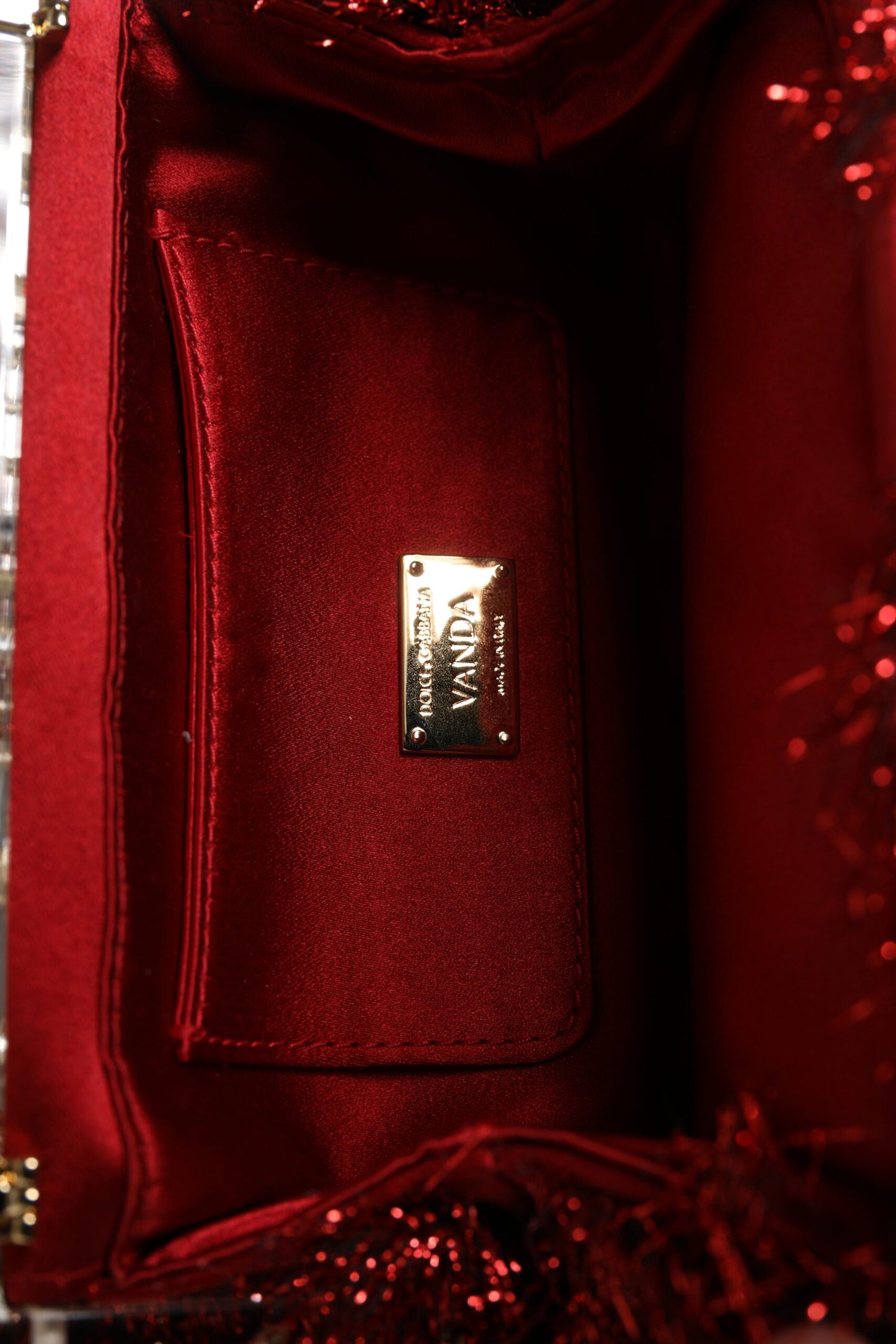 Dolce & Gabbana laukku - Red Gold Chain VANDA Tinsel Crystals Evening Clutch Bag