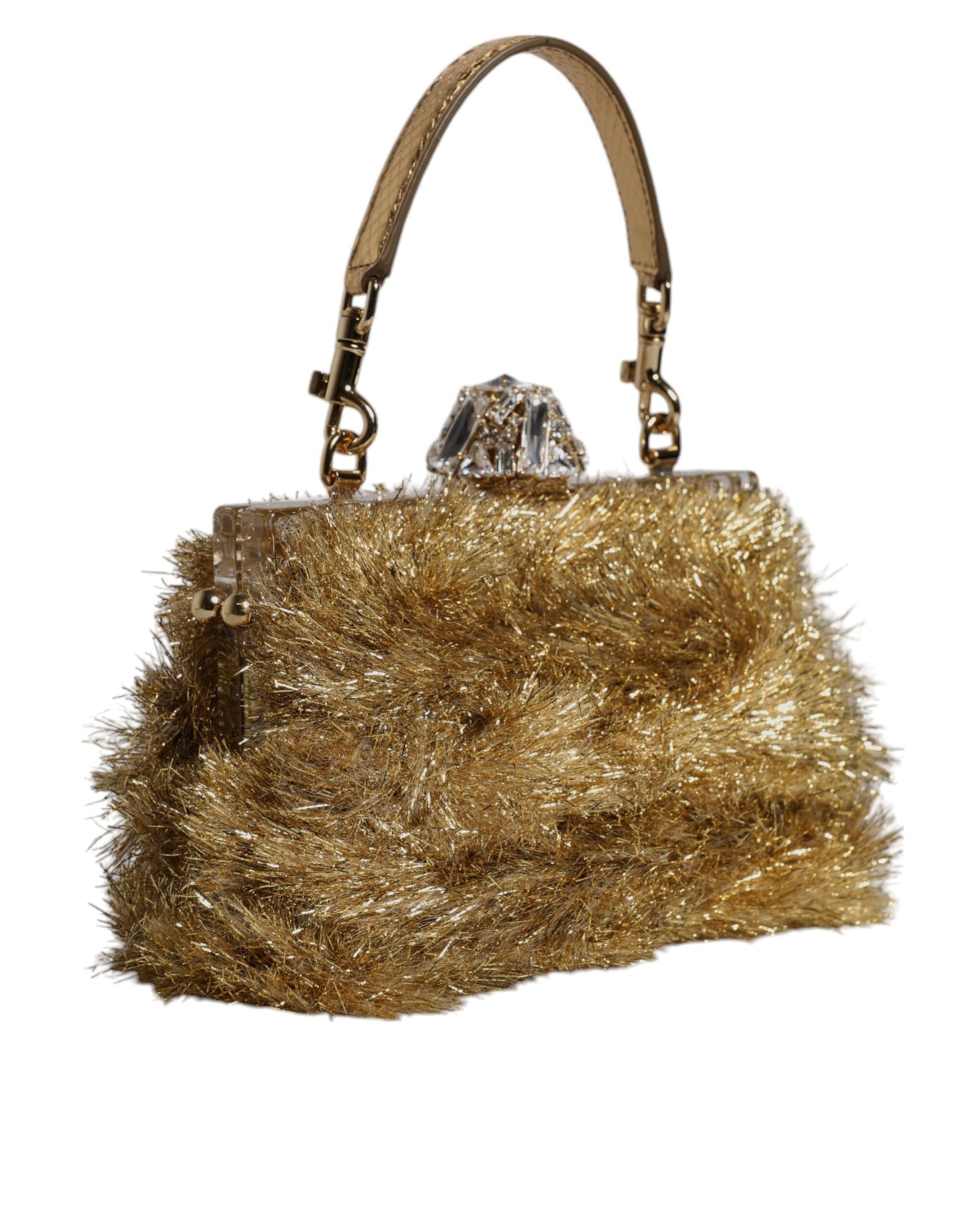 Dolce & Gabbana laukku - Gold Vanda Chain Strap Tinsel Crystal Evening Clutch Bag