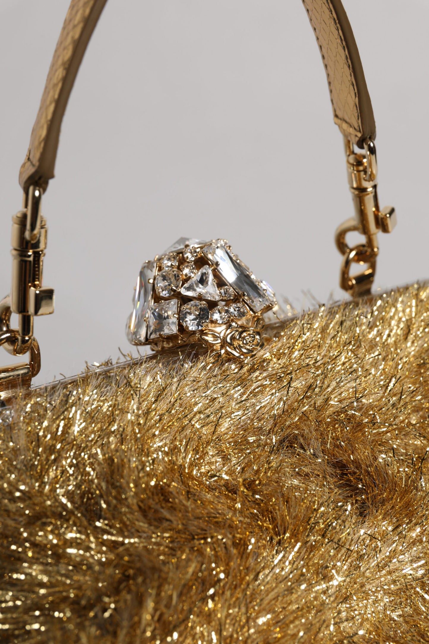 Dolce & Gabbana laukku - Gold Vanda Chain Strap Tinsel Crystal Evening Clutch Bag