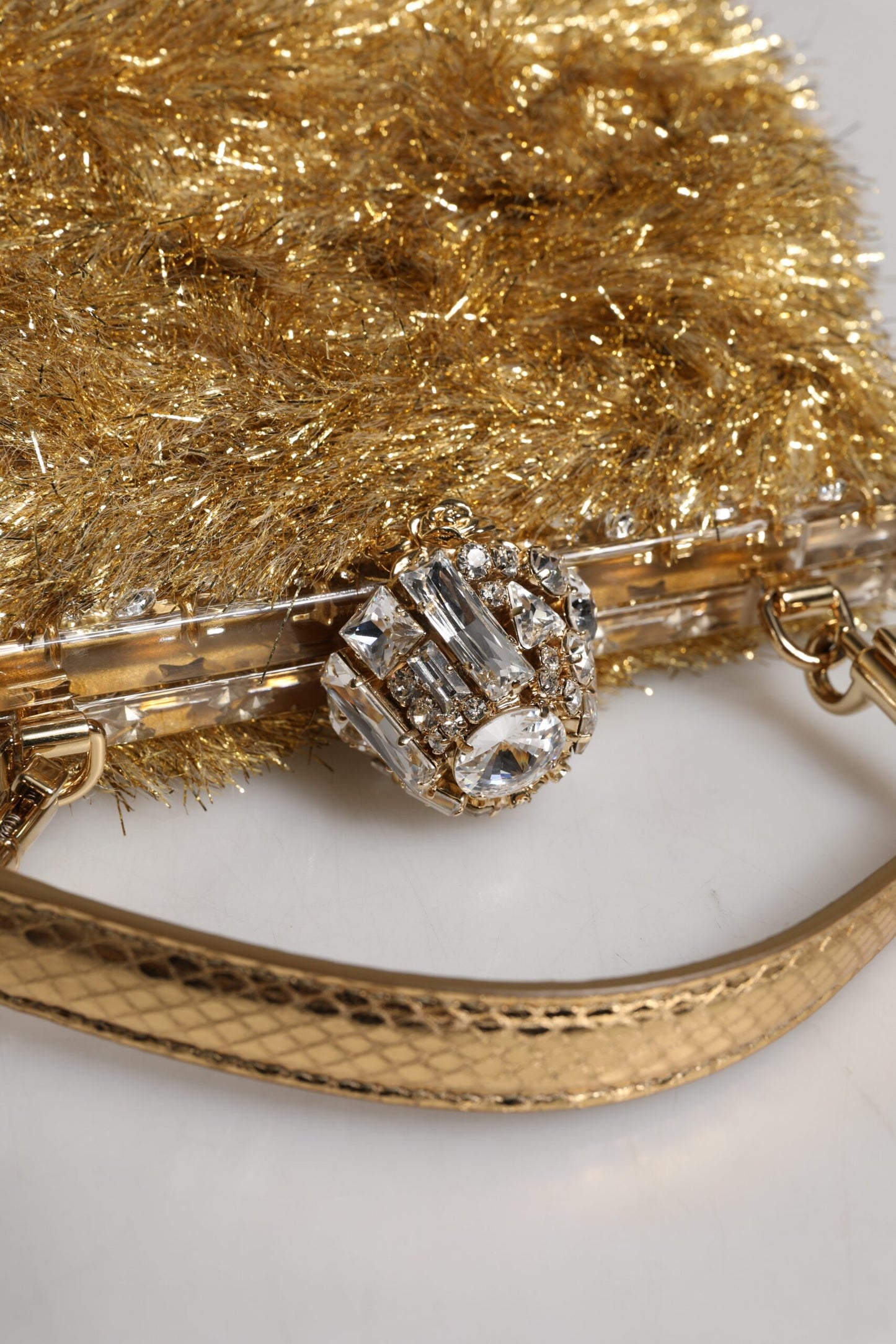 Dolce & Gabbana laukku - Gold Vanda Chain Strap Tinsel Crystal Evening Clutch Bag
