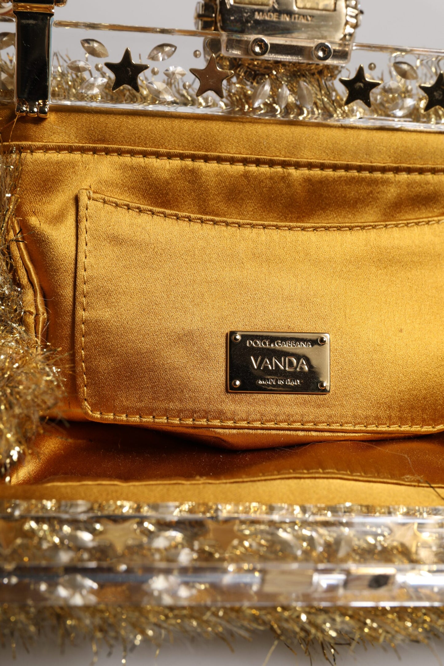Dolce & Gabbana laukku - Gold Vanda Chain Strap Tinsel Crystal Evening Clutch Bag