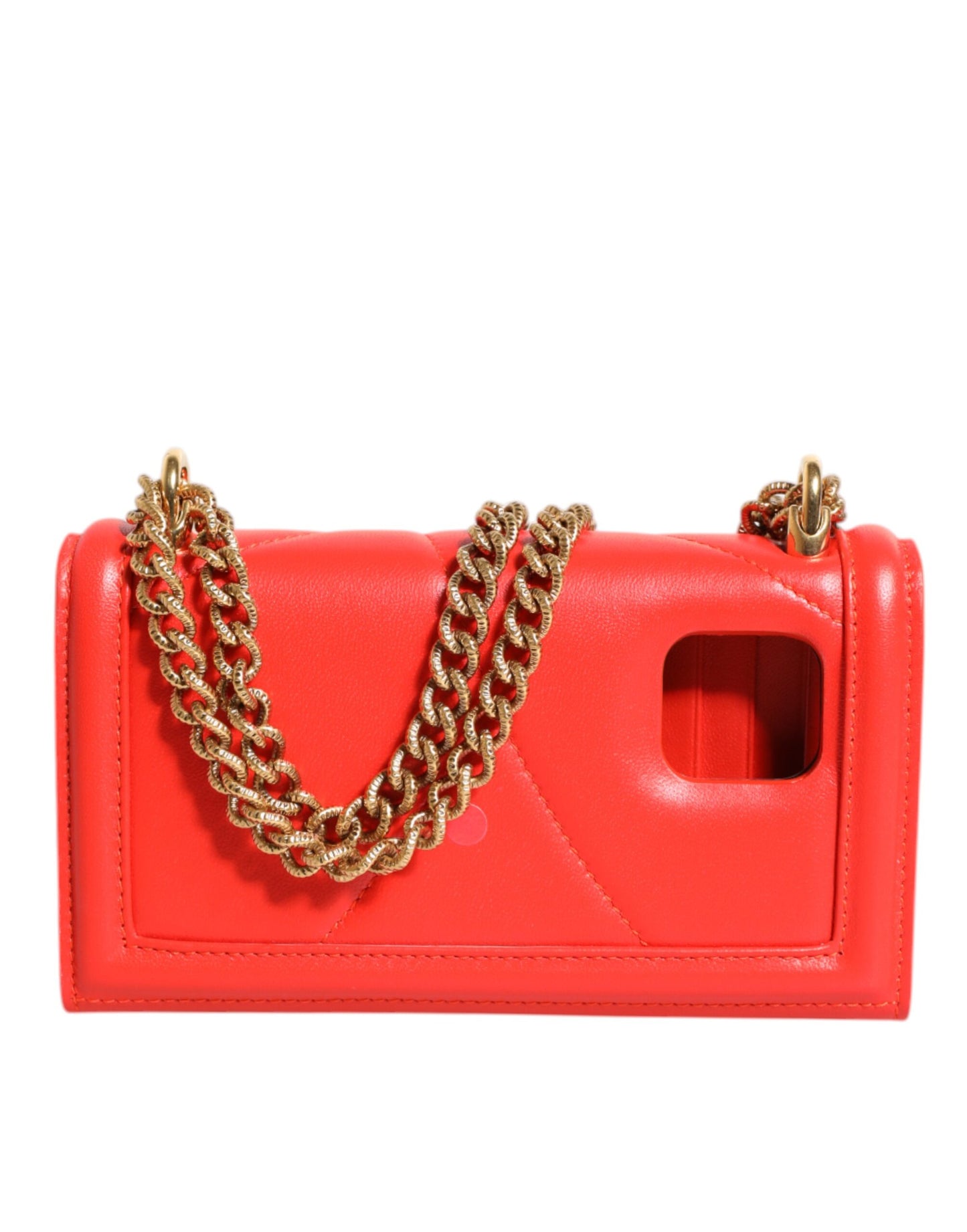 Dolce & Gabbana laukku Red Leather Quilted Devotion Crossbody Phone Cover Bag