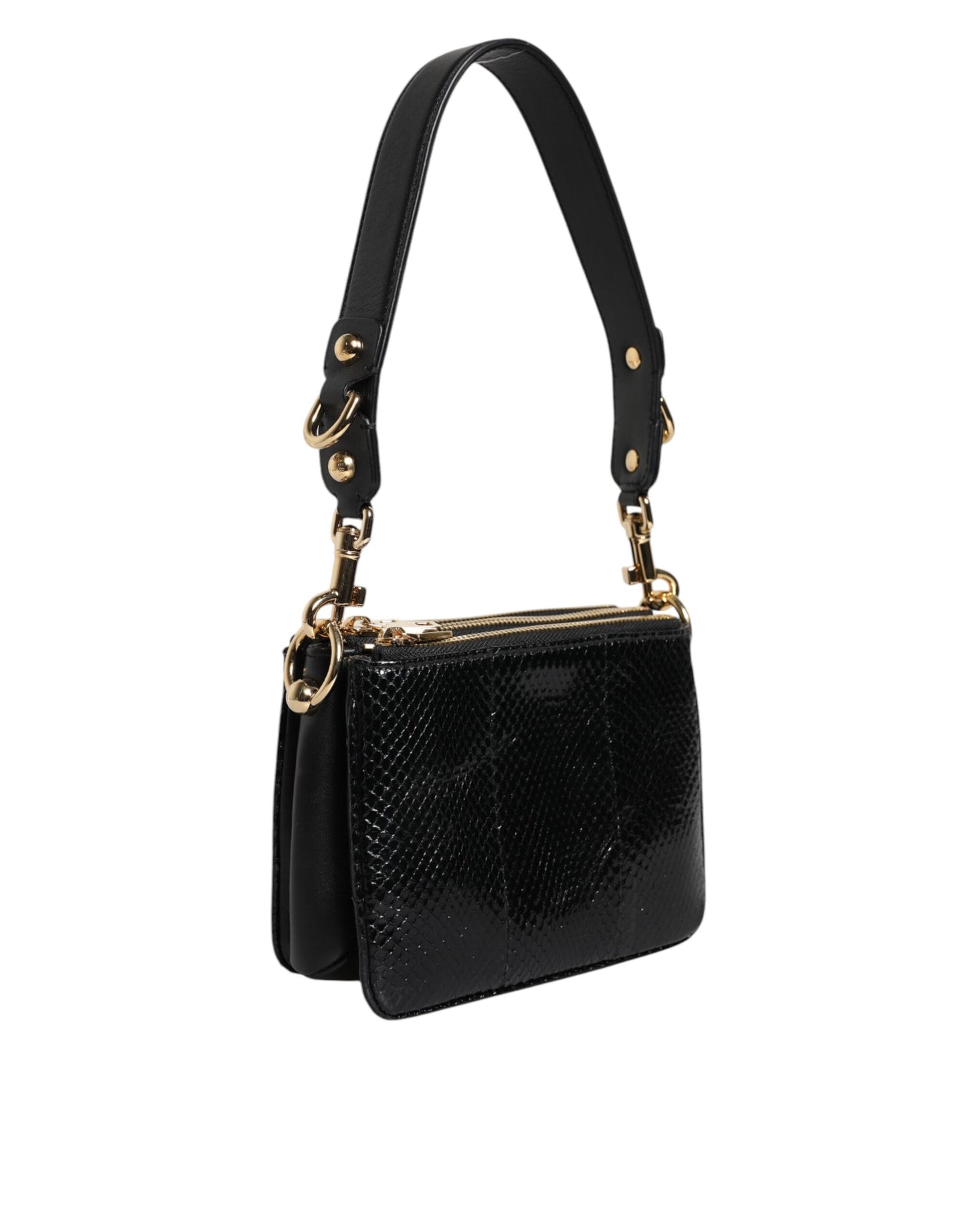 Dolce & Gabbana laukku - Black Exotic Leather Shoulder Sling Clutch Bag