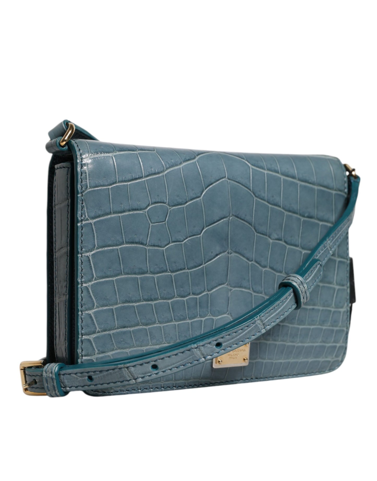 Dolce & Gabbana laukku Green Exotic Leather DG Plaque Crossbody Mini Bag