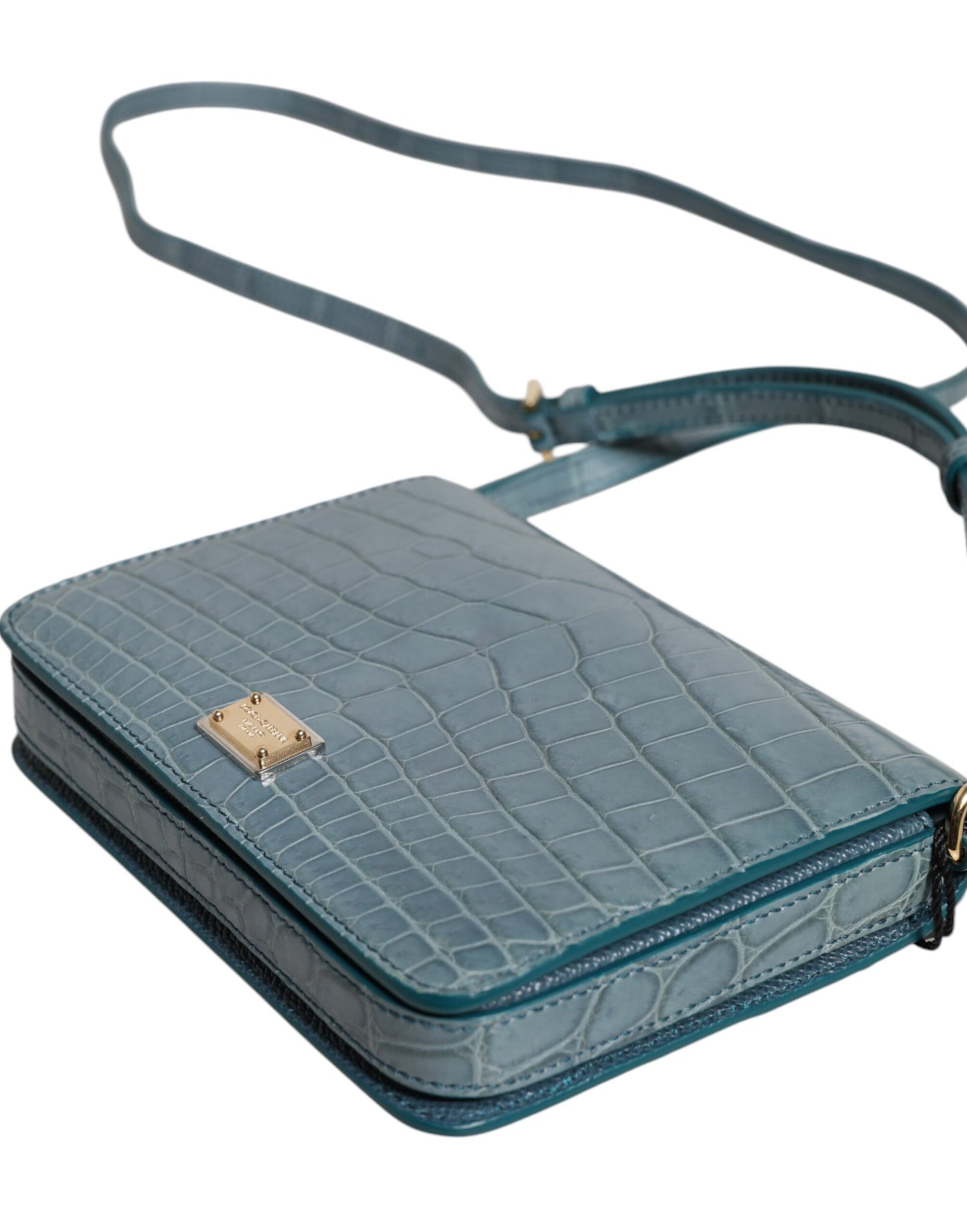 Dolce & Gabbana laukku Green Exotic Leather DG Plaque Crossbody Mini Bag
