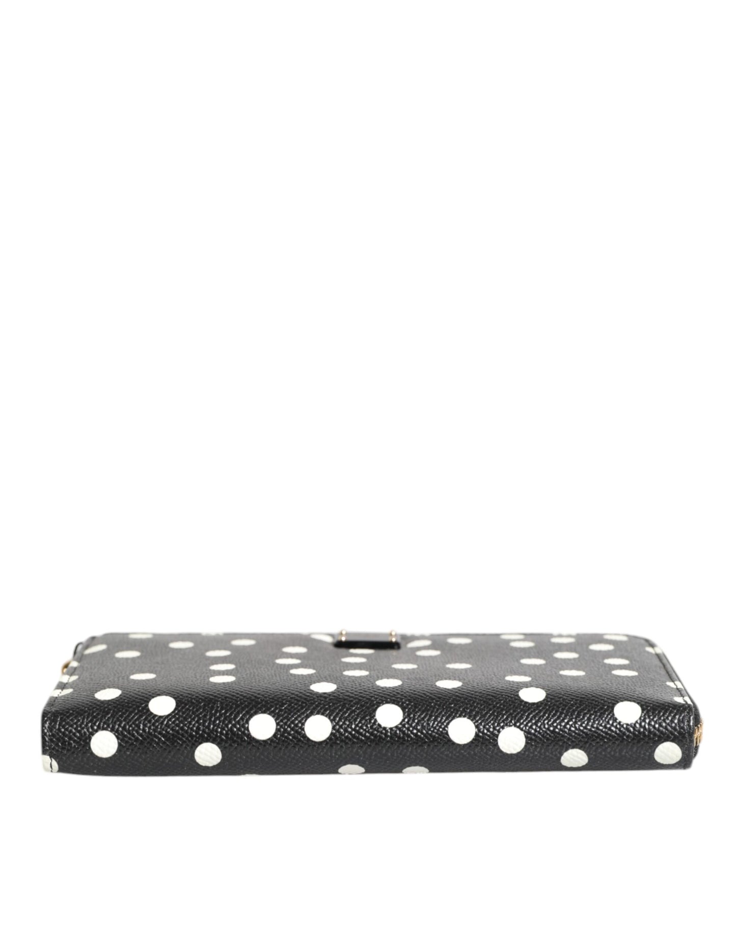 Dolce & Gabbana lompakko Black White Dotted Leather Zip Around Continental Wallet