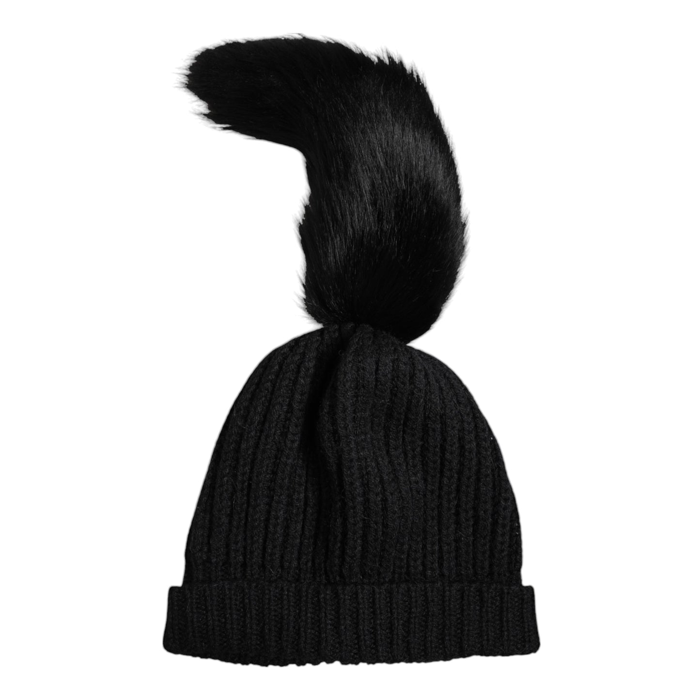 Dolce & Gabbana pipo - Black Acrylic Knitted Fur Winter Beanie Hat
