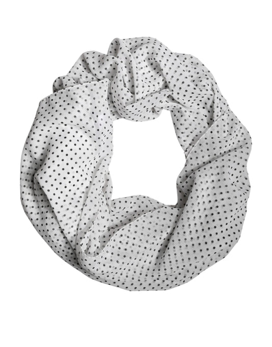 Dolce & Gabbana huivi White Polka Dots Polyester Wrap Shawl Scarf