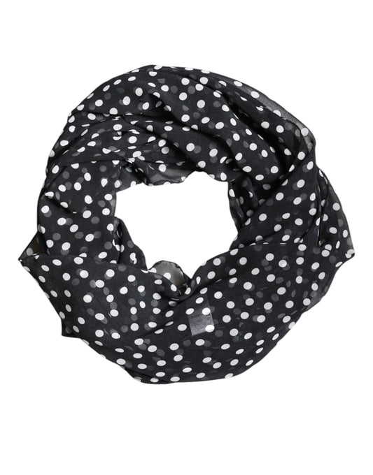Dolce & Gabbana huivi Black Polka Dots Polyester Wrap Shawl Scarf