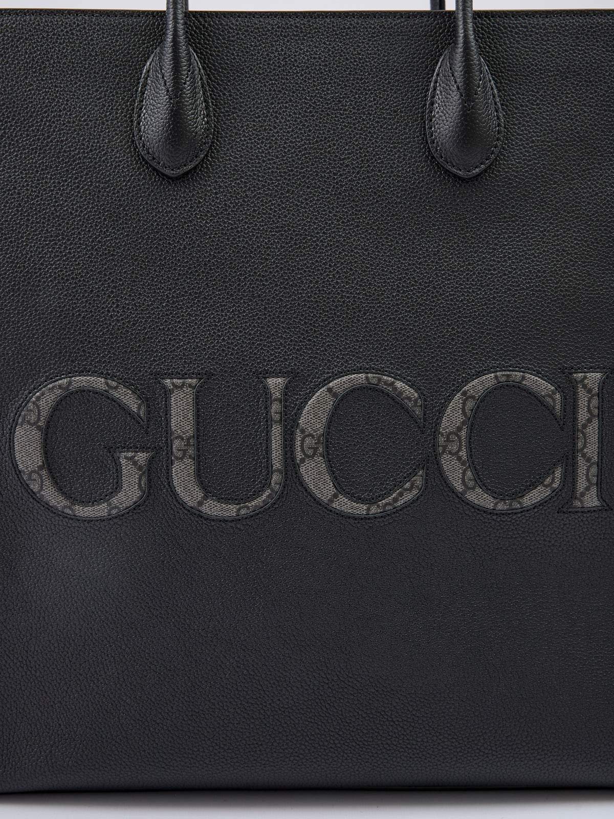 Gucci laukku - Black Leather Logo Medium Tote Bag