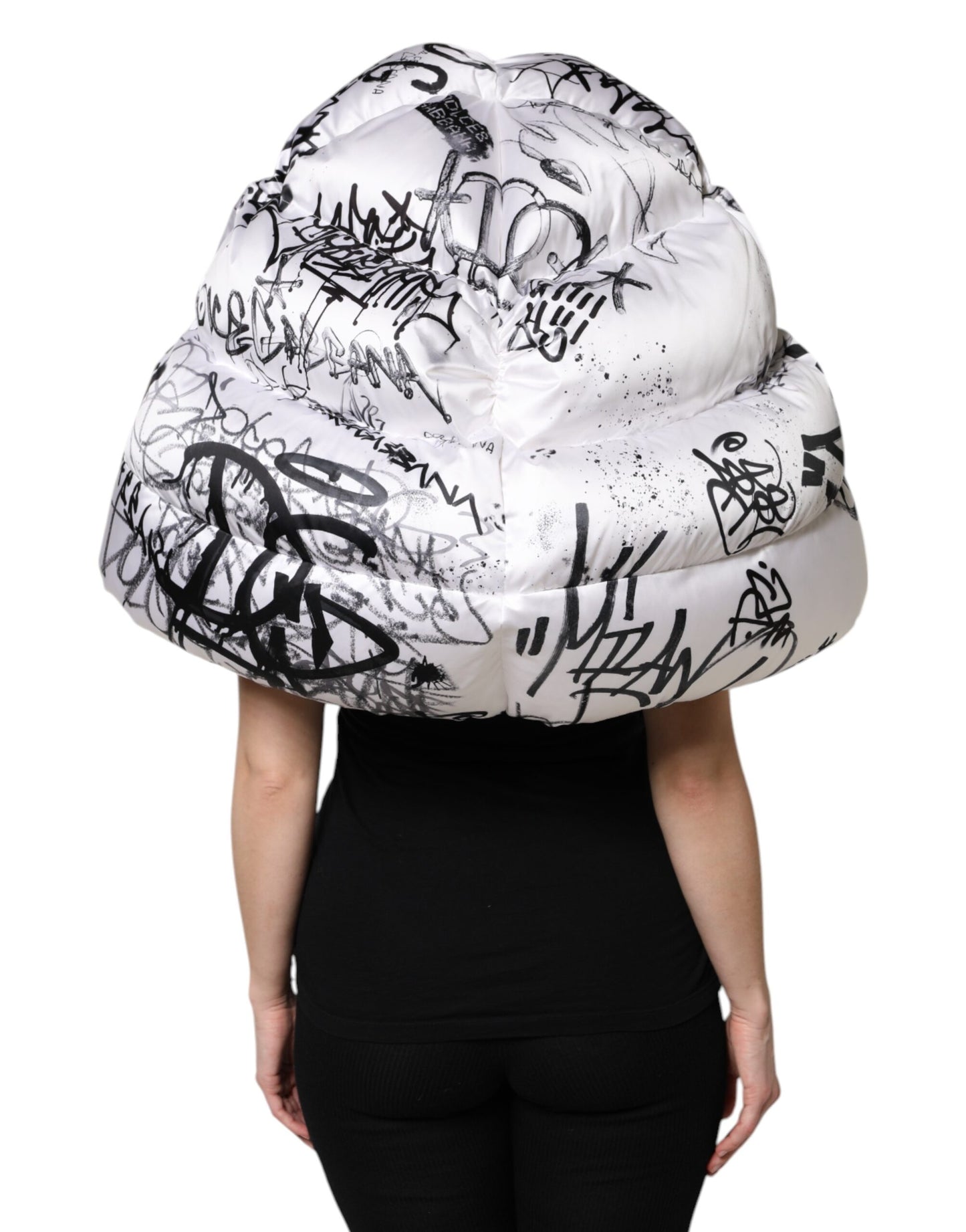 Dolce & Gabbana rohkea hattu / päähine - White Polyester Printed Hood Quilted Hat
