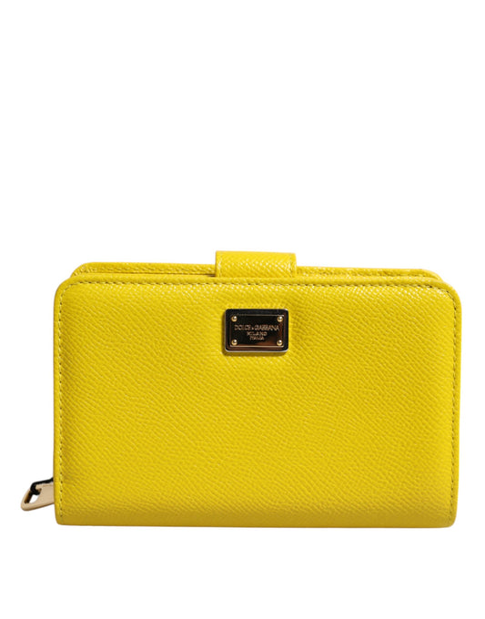 Dolce & Gabbana lompakko Yellow Leather Bifold Continental Clutch Wallet