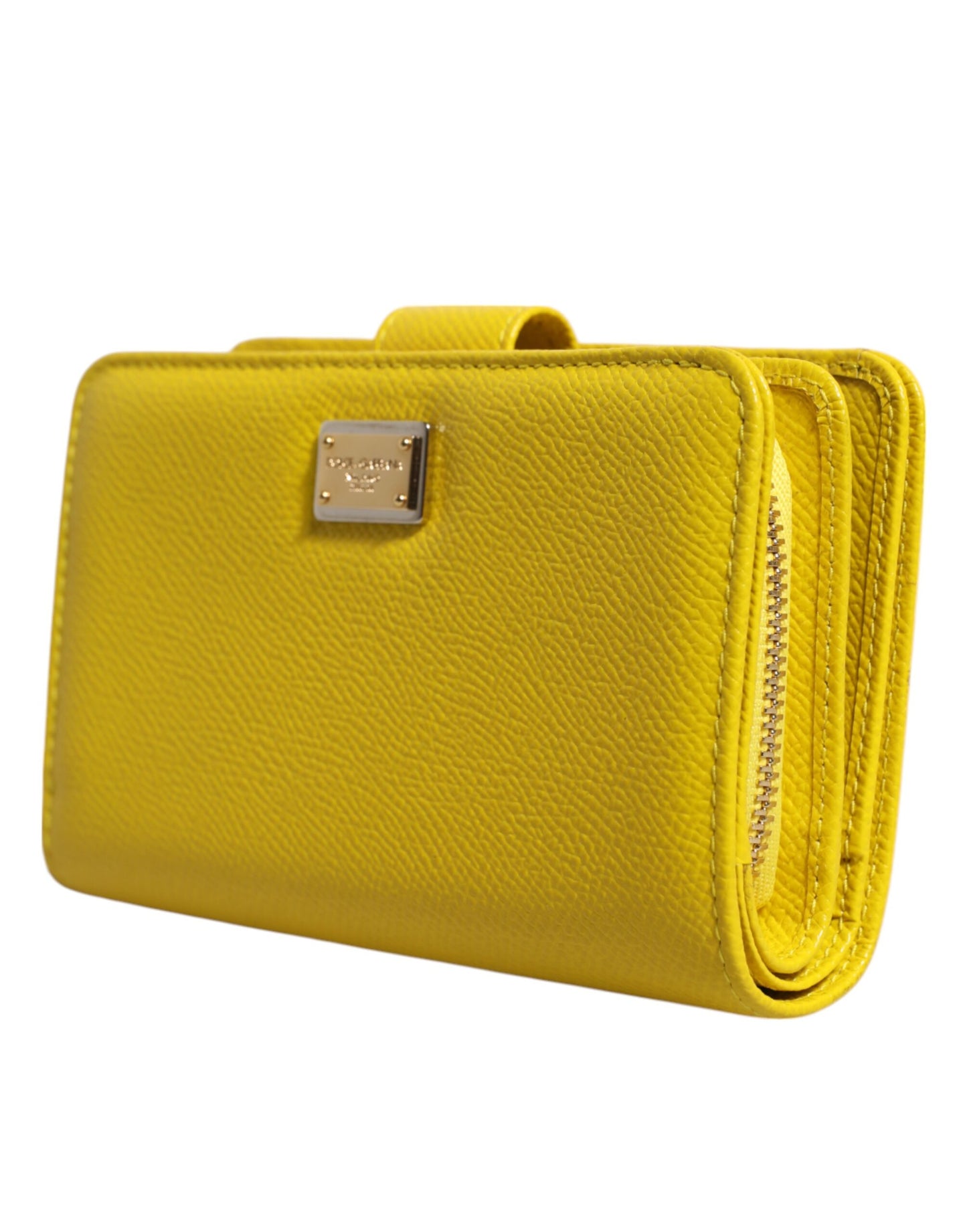 Dolce & Gabbana lompakko Yellow Leather Bifold Continental Clutch Wallet