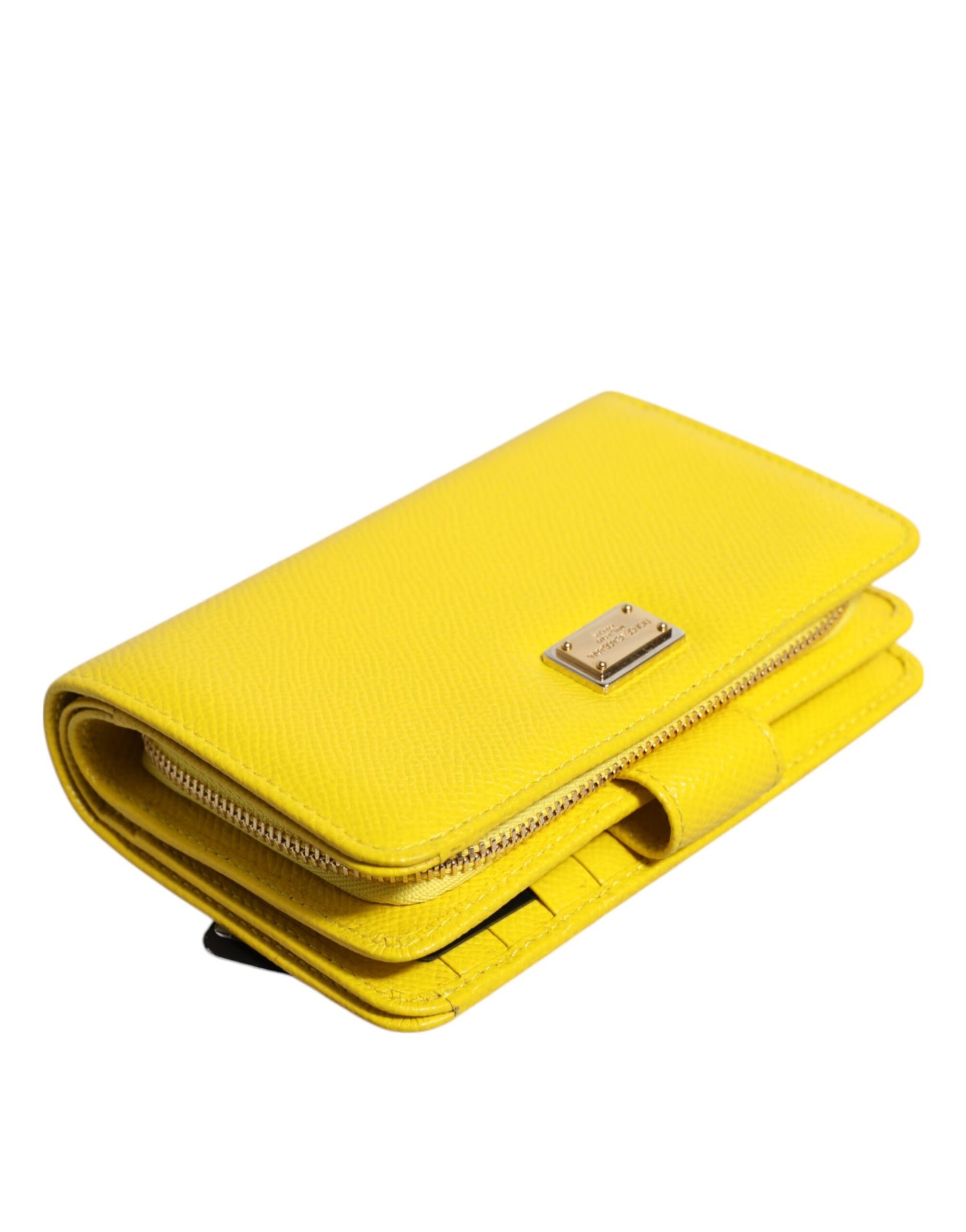 Dolce & Gabbana lompakko Yellow Leather Bifold Continental Clutch Wallet
