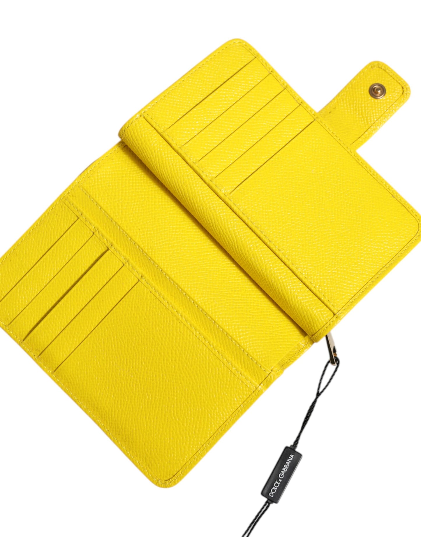 Dolce & Gabbana lompakko Yellow Leather Bifold Continental Clutch Wallet