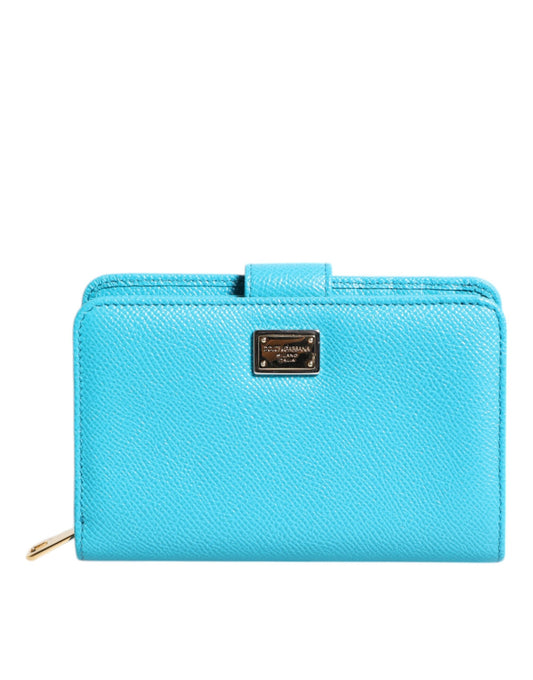 Dolce & Gabbana lompakko - Light Blue Leather Bifold Continental Clutch Wallet
