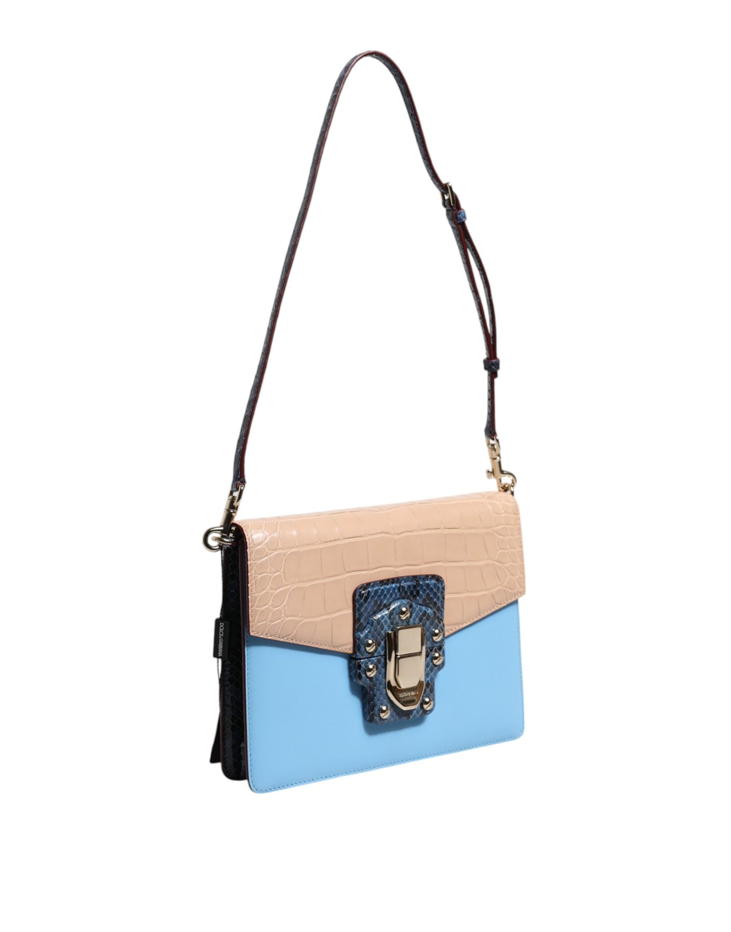 Dolce & Gabbana laukku - Blue Beige Exotic Leather LUCIA Crossbody Bag