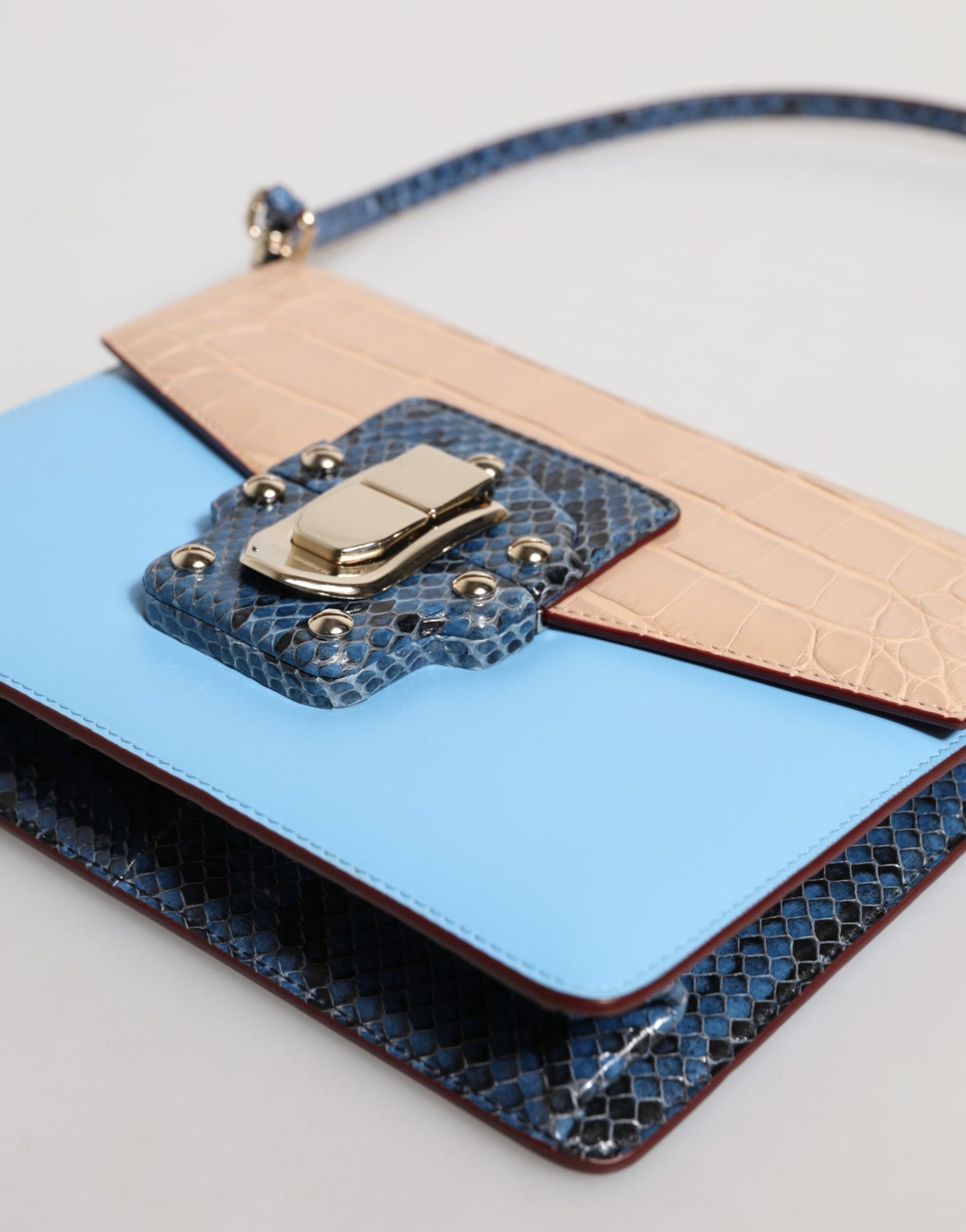Dolce & Gabbana laukku - Blue Beige Exotic Leather LUCIA Crossbody Bag