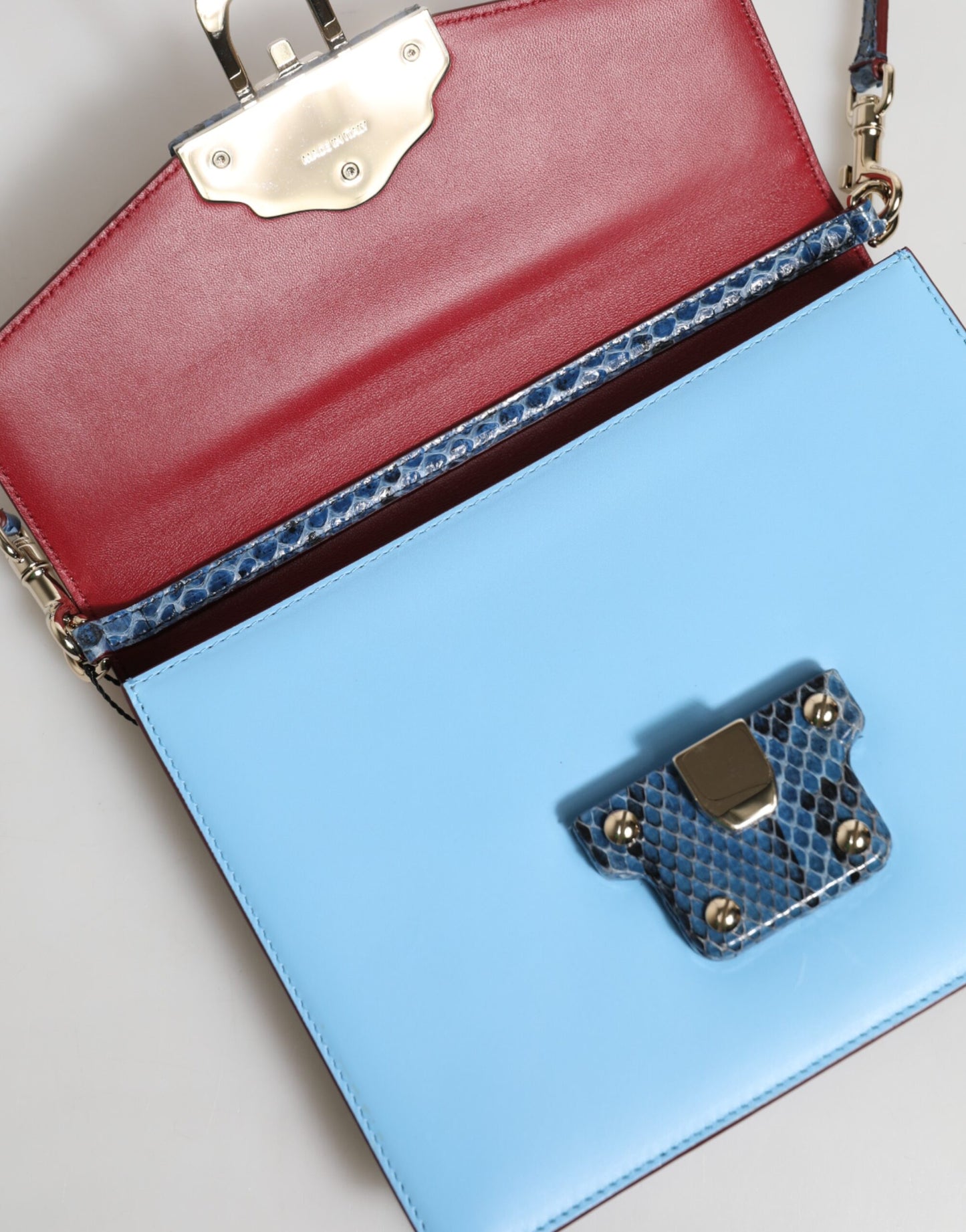 Dolce & Gabbana laukku - Blue Beige Exotic Leather LUCIA Crossbody Bag