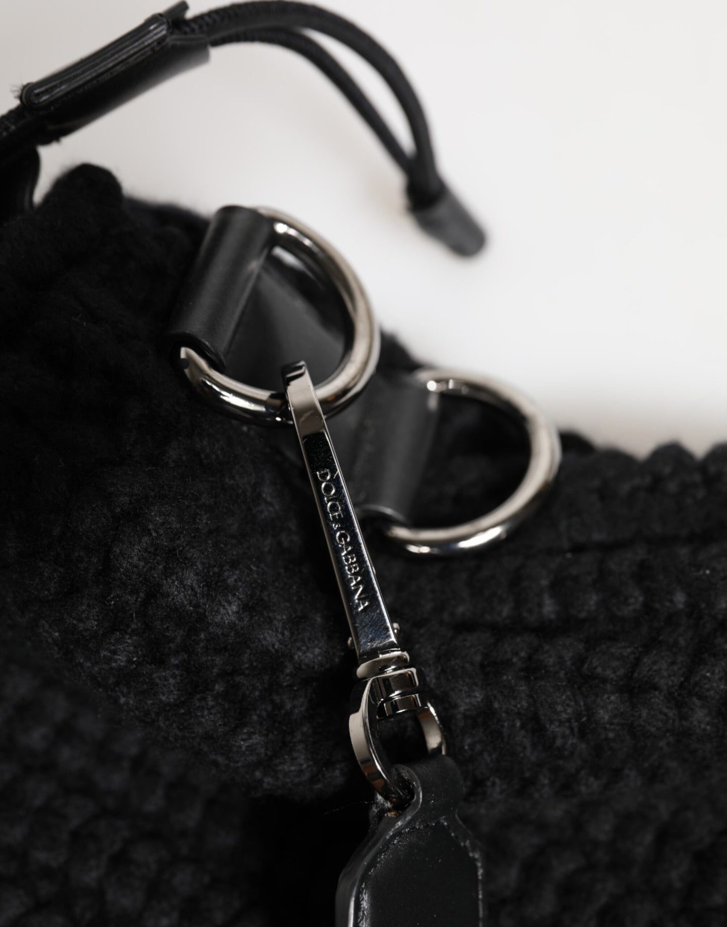Dolce & Gabbana laukku - Black Cashmere Knitted Leather Shoulder Women Borse Bag