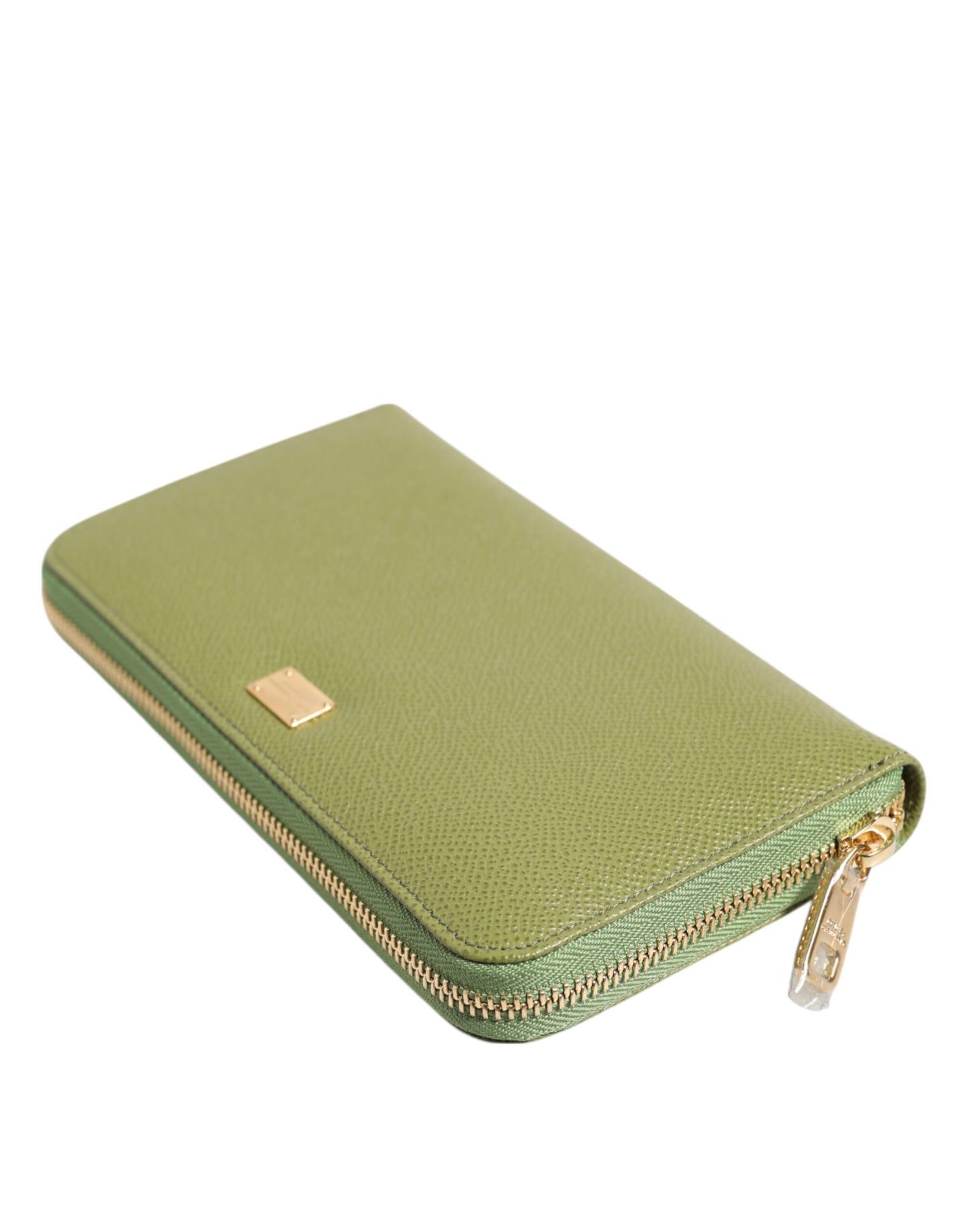 Dolce & Gabbana lompakko Green Leather Logo Plaque Zip Around Continenta Wallet