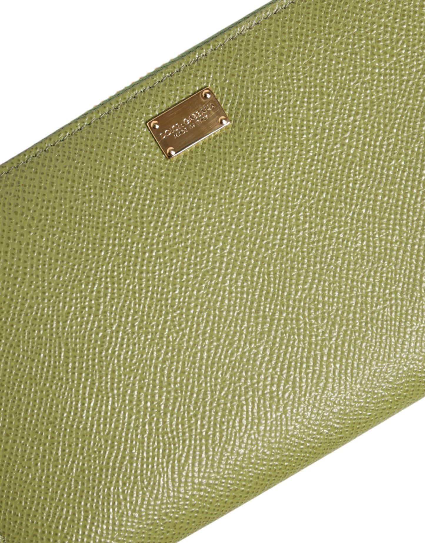 Dolce & Gabbana lompakko Green Leather Logo Plaque Zip Around Continenta Wallet