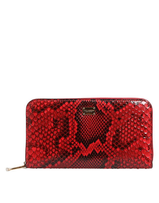 Dolce & Gabbana lompakko - Red Exotic Leather Zip Around Continental Clutch Wallet