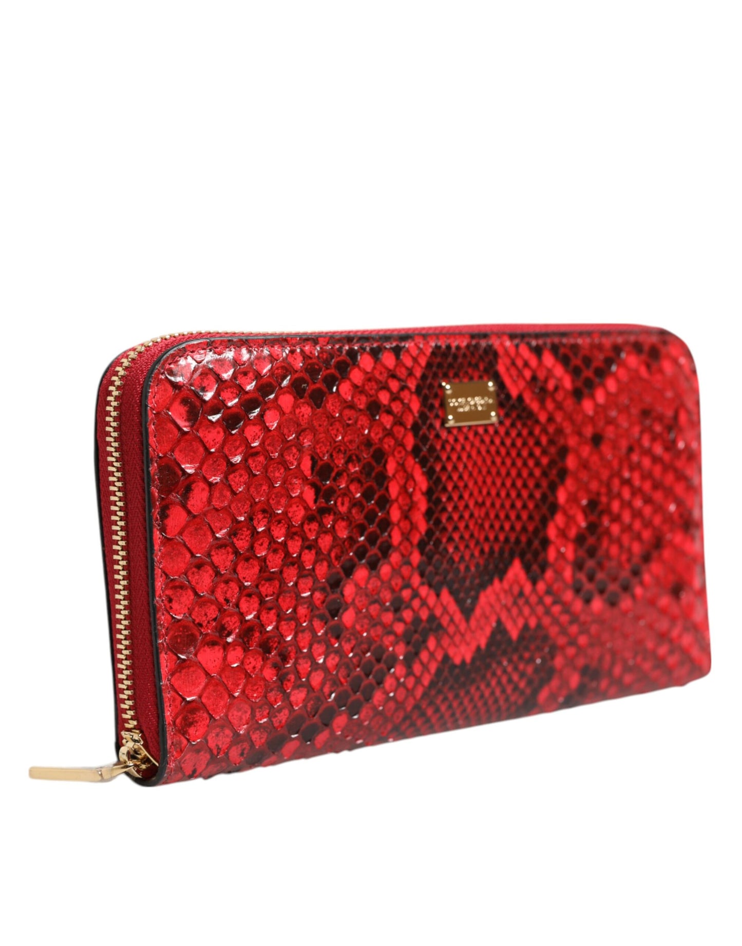 Dolce & Gabbana lompakko - Red Exotic Leather Zip Around Continental Clutch Wallet