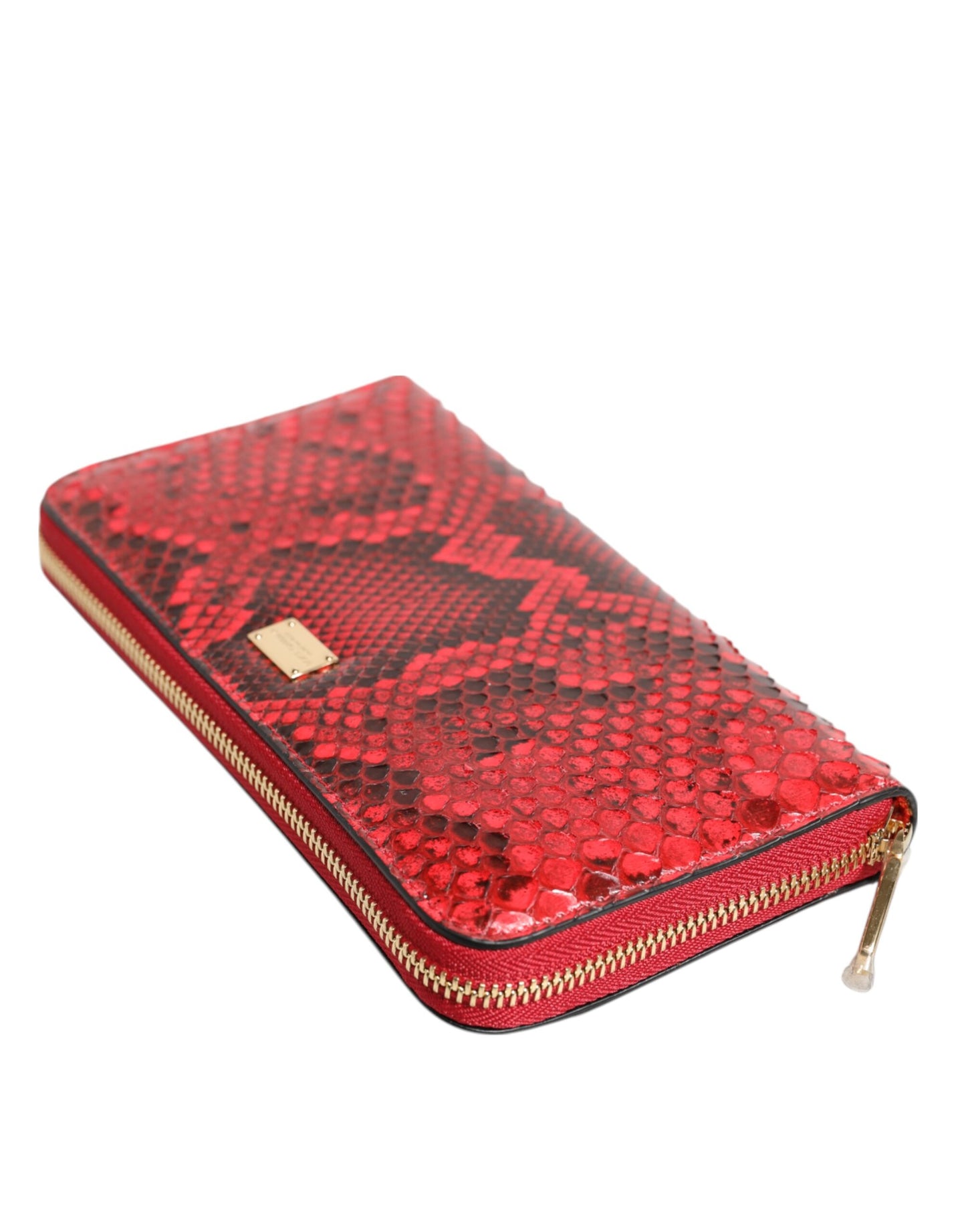 Dolce & Gabbana lompakko - Red Exotic Leather Zip Around Continental Clutch Wallet