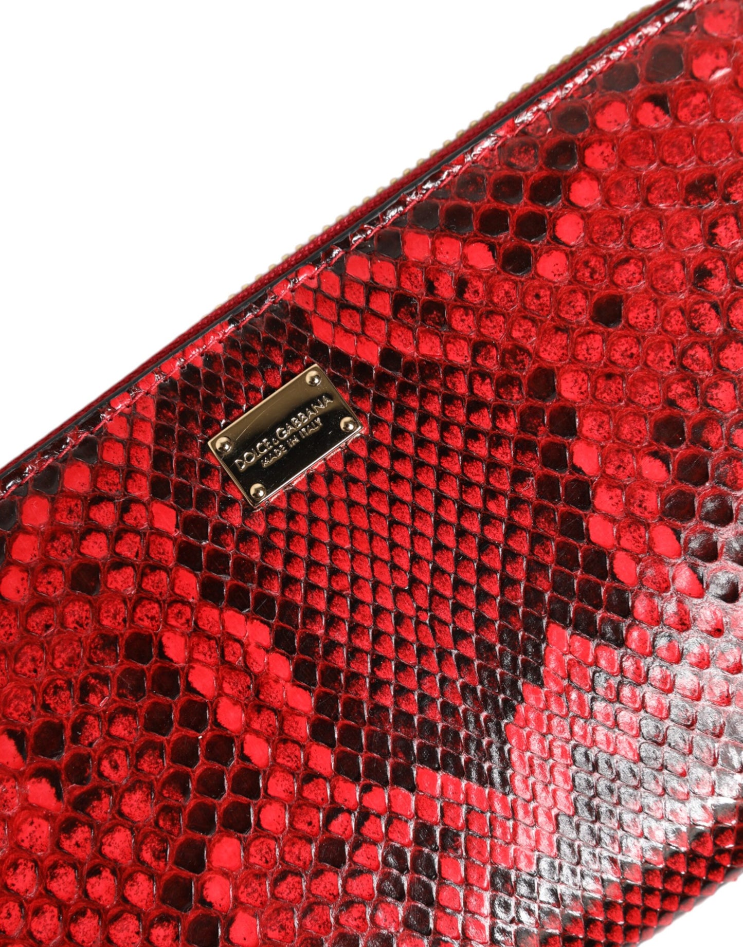 Dolce & Gabbana lompakko - Red Exotic Leather Zip Around Continental Clutch Wallet