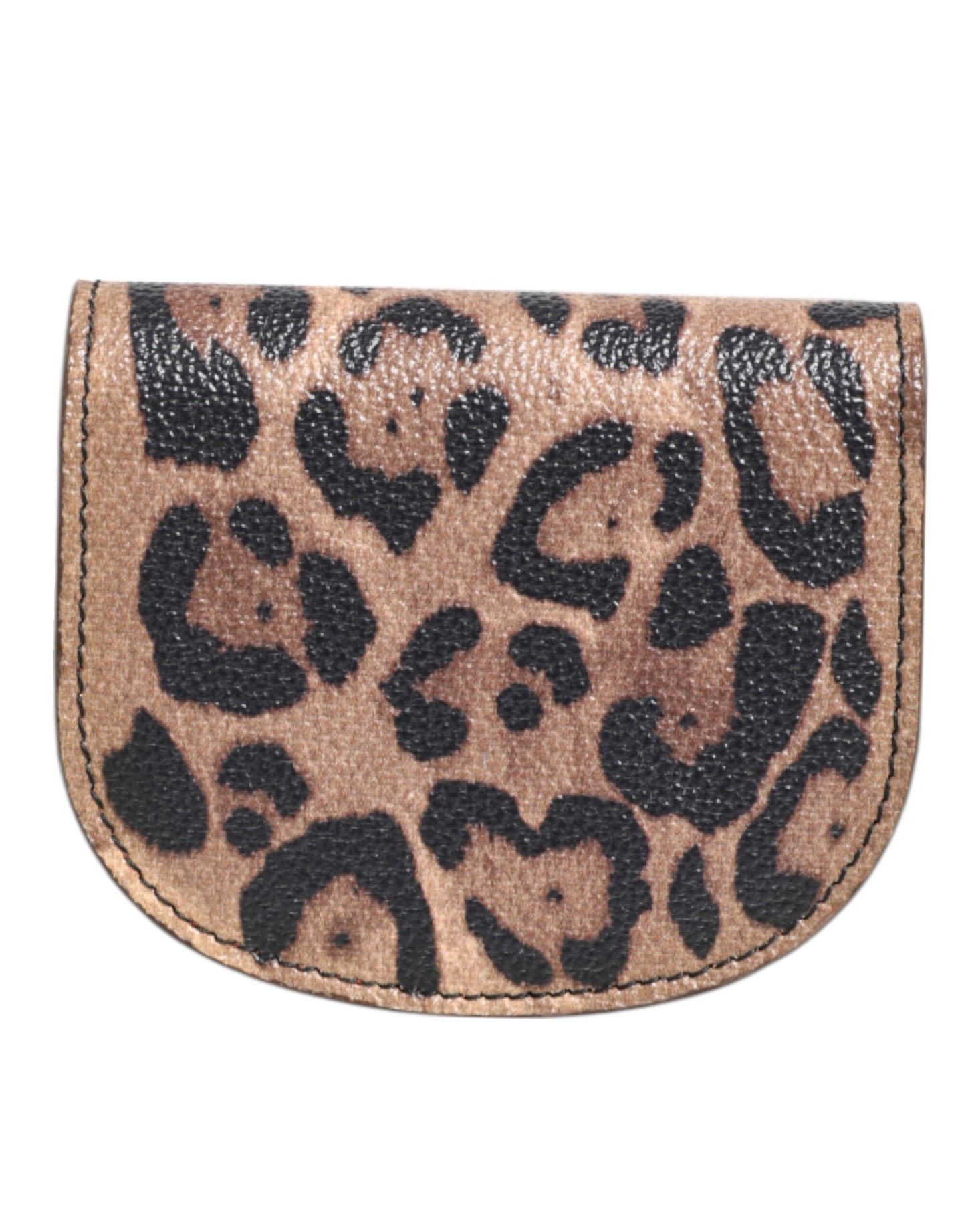 Dolce & Gabbana lompakko Brown Black Calf Leather Leopard Print Logo Plaque Wallet