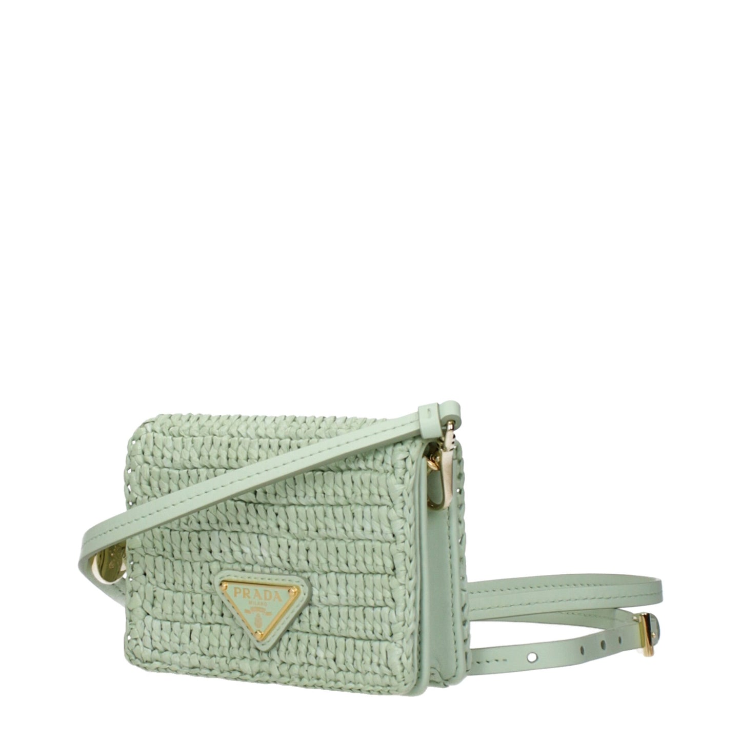 Prada käsilaukku - Green Raffia Crossbody Bag