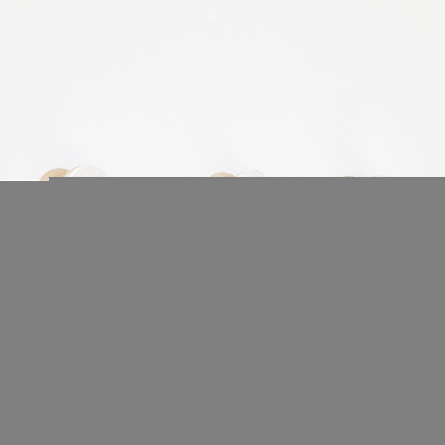 Beech Wood & Ceramic Wall Hook / Knob - White Sand