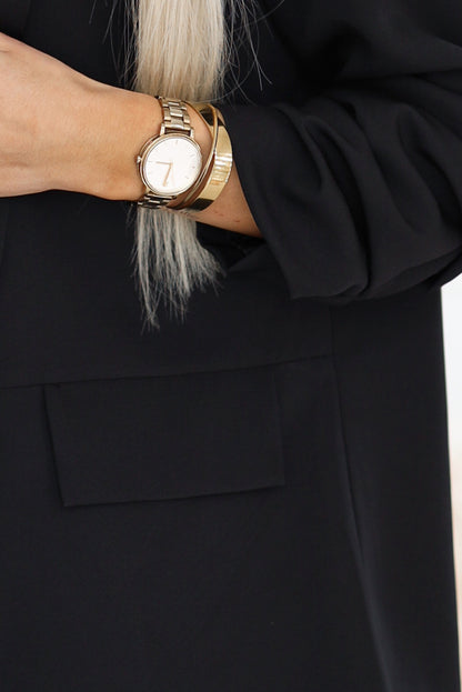 20031-5-588-1 Women's classic jacket with draped sleeves - black-5