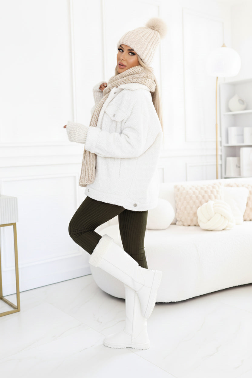 20958-8-619-2 Comfortable and elegant ribbed women's jumpsuit with a neckline - khaki-8