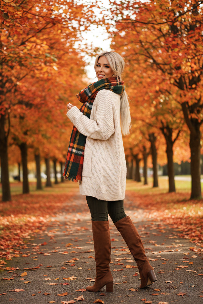 20958-10-619-2 Comfortable and elegant ribbed women's jumpsuit with a neckline - khaki-10