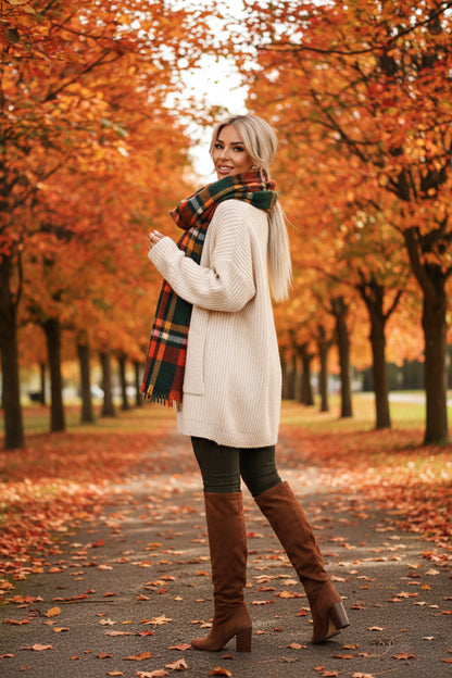 20958-10-619-2 Comfortable and elegant ribbed women's jumpsuit with a neckline - khaki-10